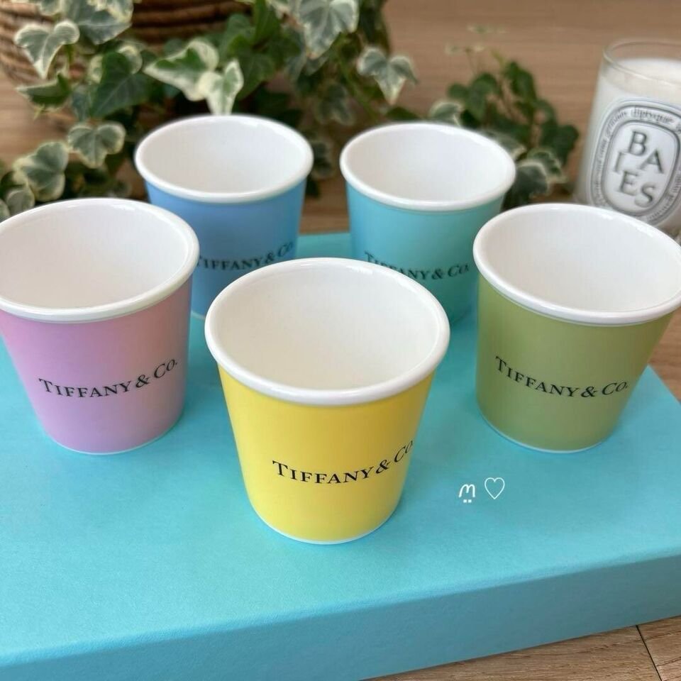 Tiffany & Co. Set of 5 Colorful Paper Espresso Fine Bone China Cups - Image 6 of 7